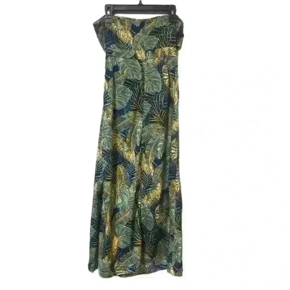 SHEIN VCAY Tropical Print Criss-Cross Strap Open Back Drawstring Thigh Slit M - Picture 6 of 11
